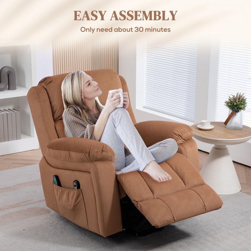 HOMCOM Lift Chair Riser and Recliner Chair with Vibration Massage, Heat, Brown