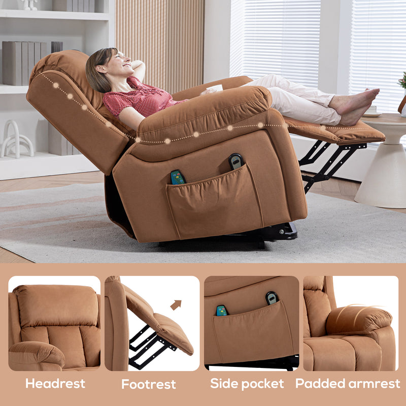 HOMCOM Lift Chair Riser and Recliner Chair with Vibration Massage, Heat, Brown