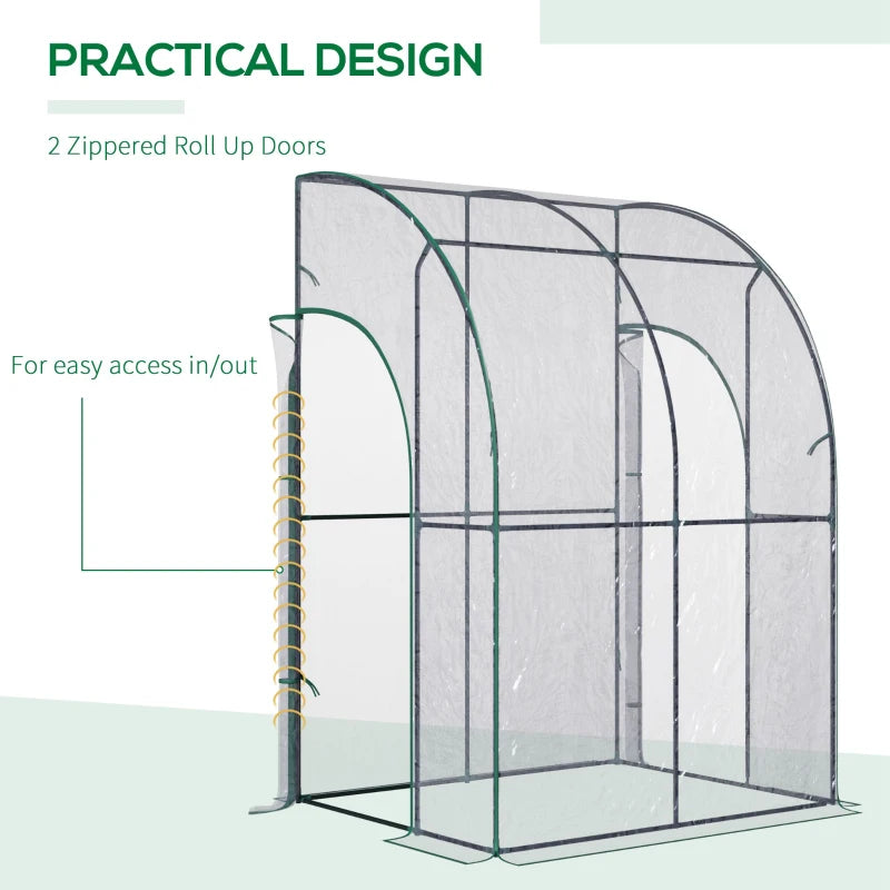 Outsunny Greenhouse Lean To  143x118x212 cm - Clear