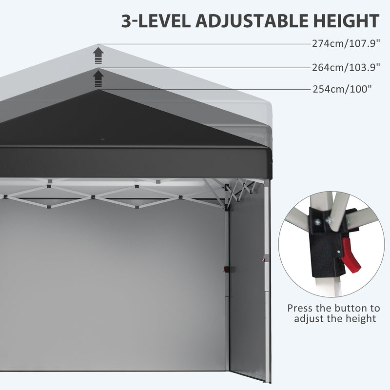 Outsunny 3x3 (M) Pop Up Gazebo Party Tent w/ 3 Sidewalls, Weight Bags, Black