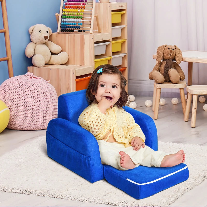 HOMCOM Children's Sofa Bed -  Blue