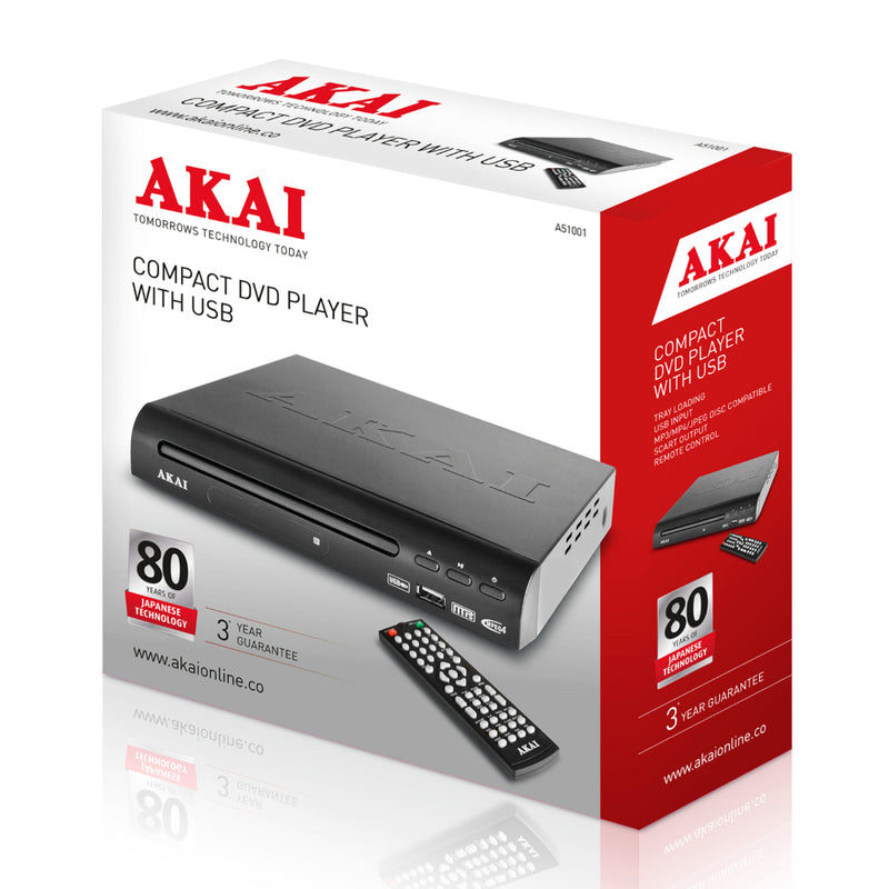 Akai Compact DVD Player with USB  - Black