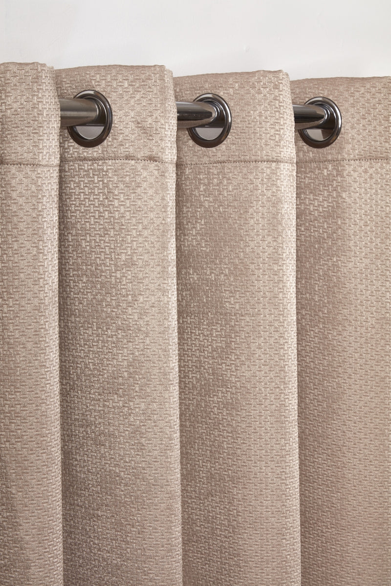 Ambiance Thermal Blackout Eyelet Curtains 3D Embossed Curtains With Reflective Reverse Weave in Taupe