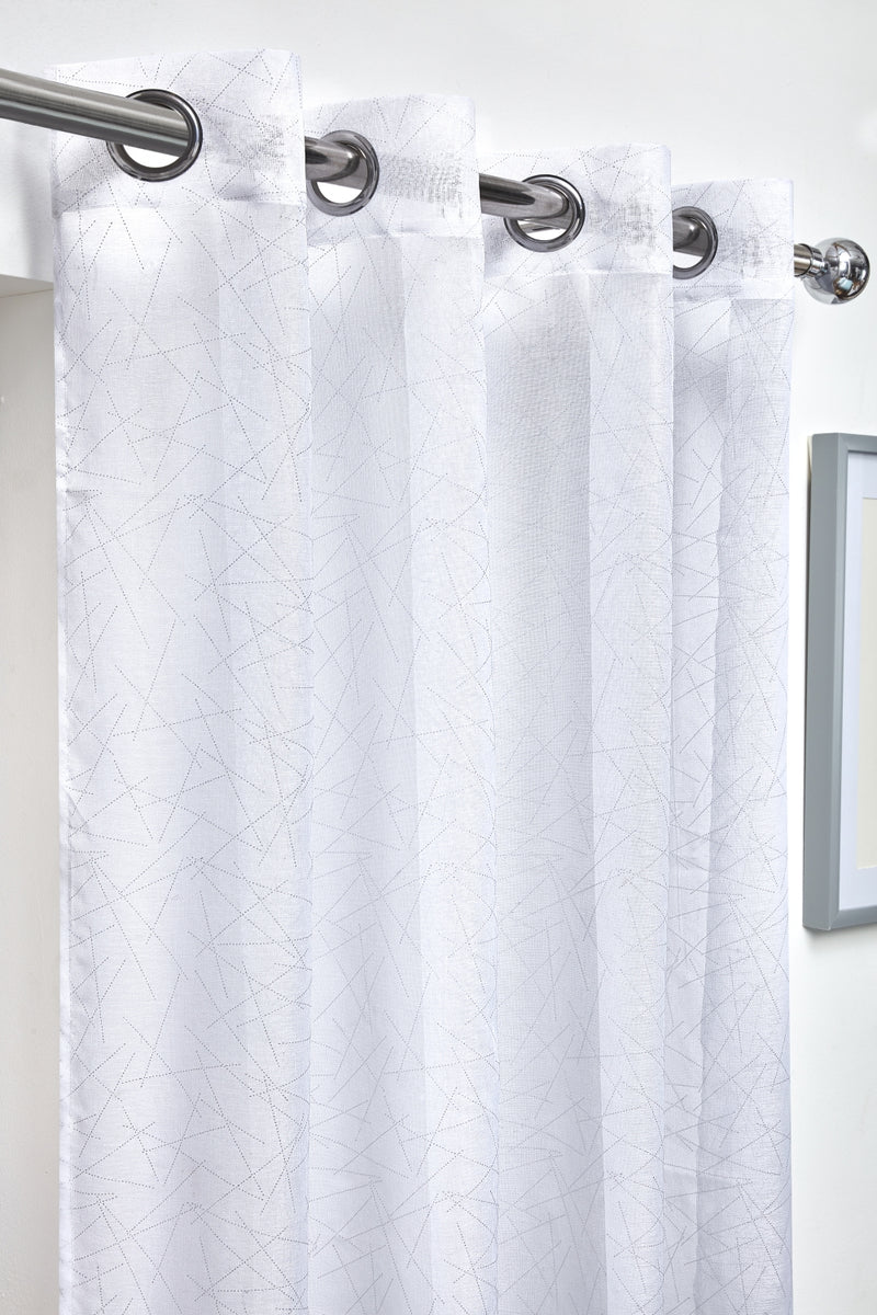 Aries - Eyelet Voile Curtain Panel in White