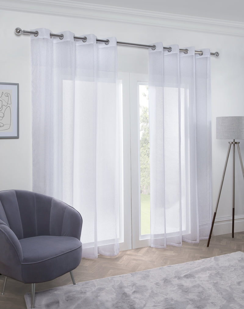 Aries - Eyelet Voile Curtain Panel in White