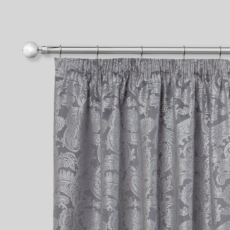 Ball - Extendable Curtain Pole with Rings and Pair of End Finials in Chrome