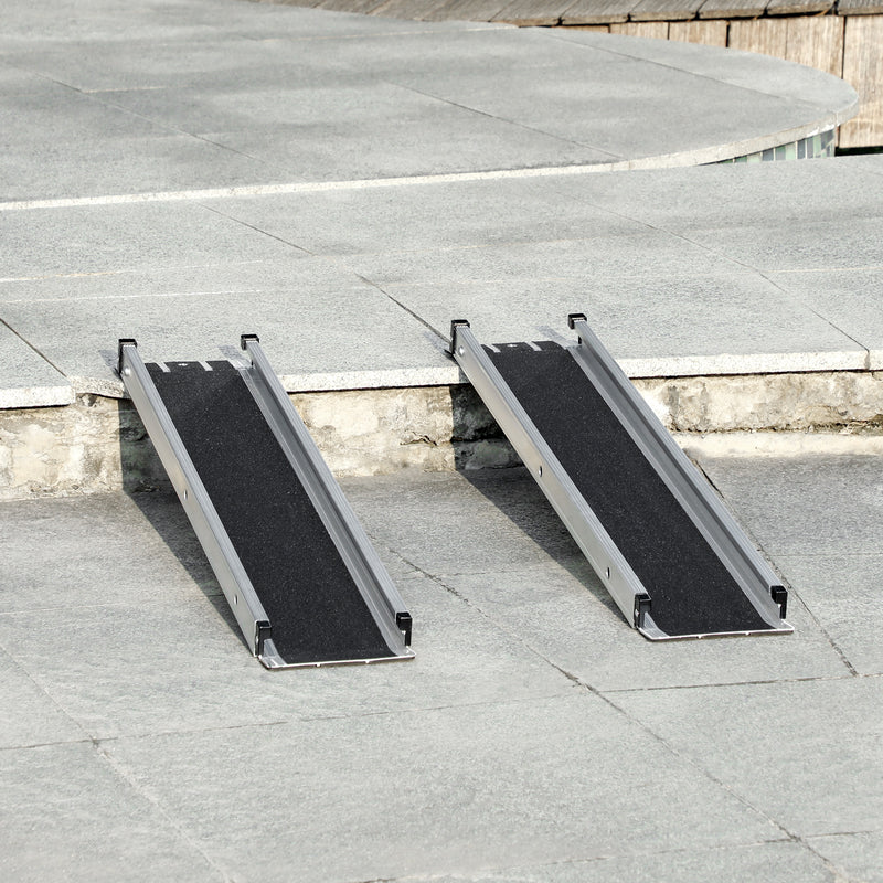 HOMCOM Aluminium Telescopic Wheelchair Ramps, 183cm, 270kg, Folding Ramp