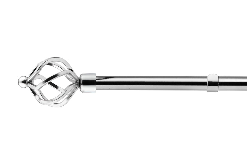 Bird Cage - Extendable Curtain Pole with Pair of End Finials in Chrome