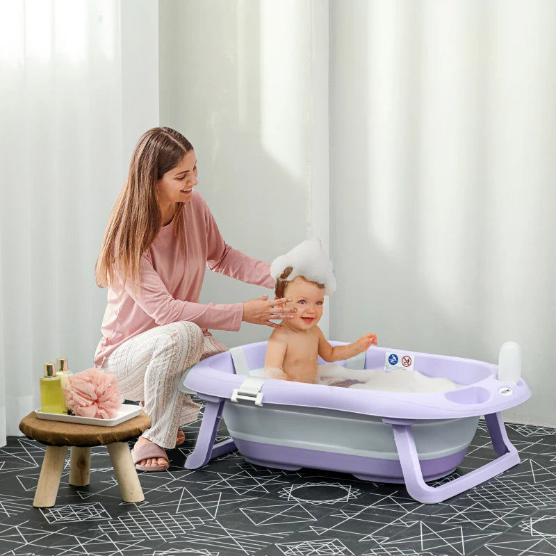 ZONEKIZ Baby Bath Tub with Cushion - Purple