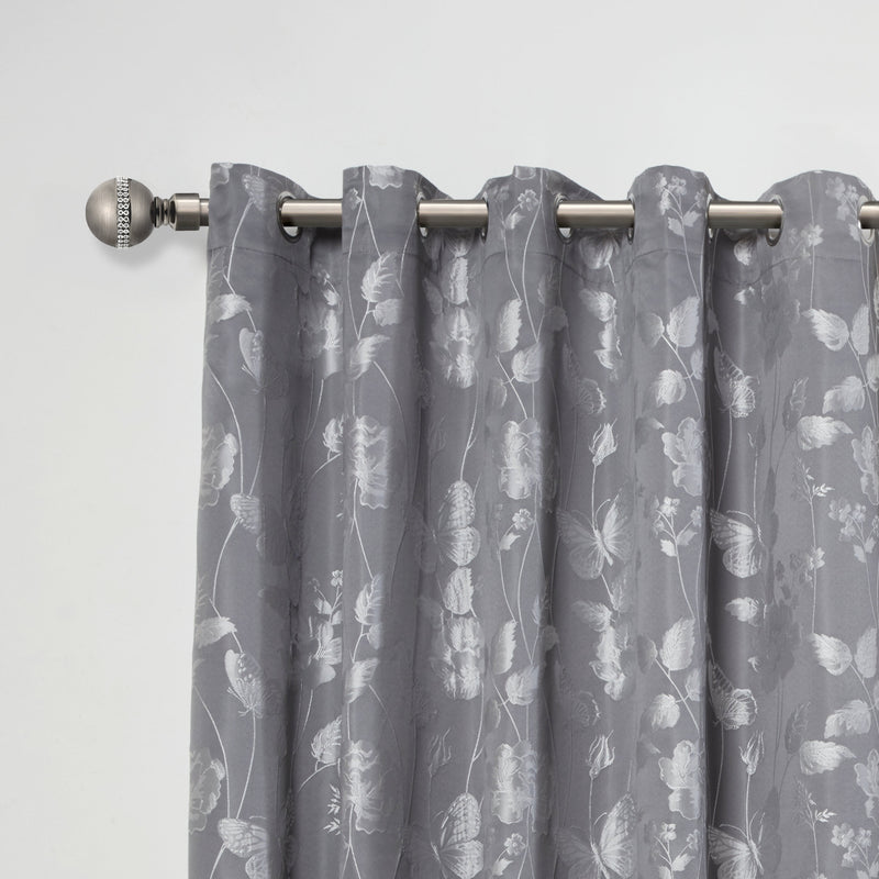 Bling Diamond - Extendable Curtain Pole with Pair of End Finials in Black Silk