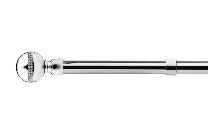 Bling Diamond - Extendable Curtain Pole with Pair of End Finials in Chrome