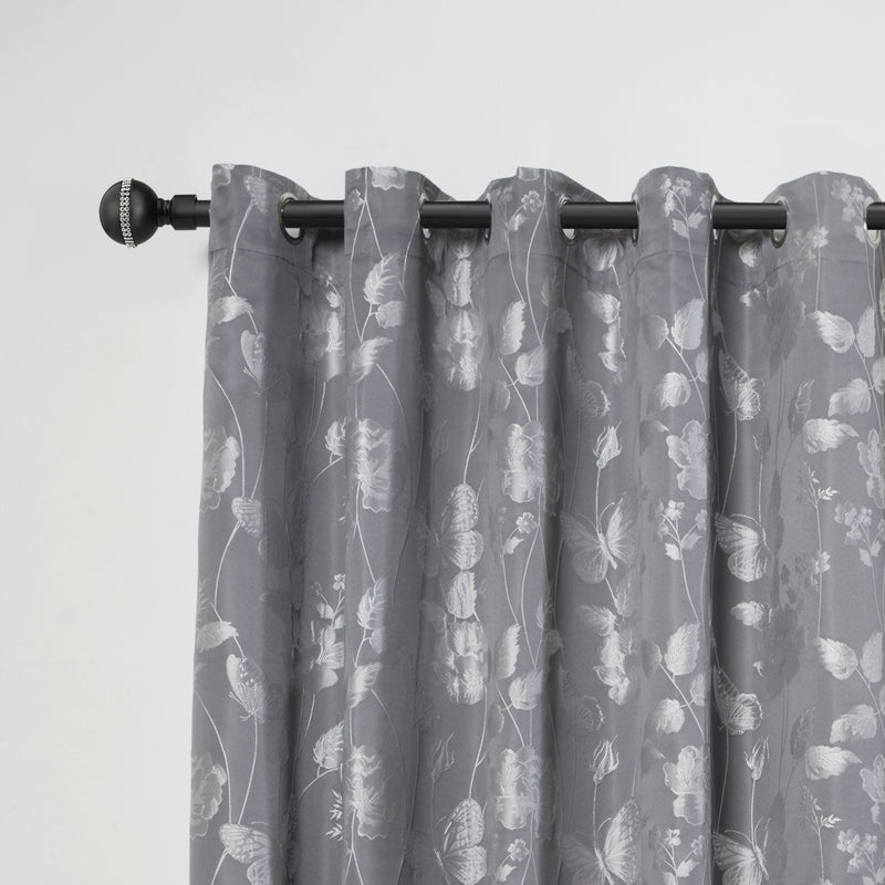 Bling Diamond - Extendable Curtain Pole with pair of end finials in Matt Black