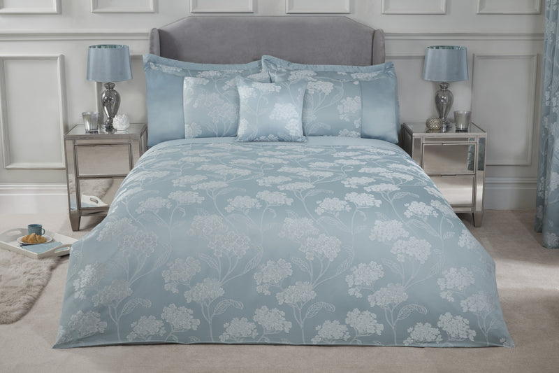 Blossom - Embellished Jacquard Duvet Set in Duck Egg