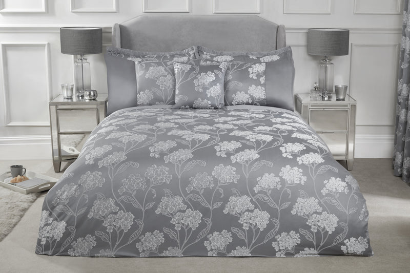 Blossom - Embellished Jacquard Duvet Set in Silver