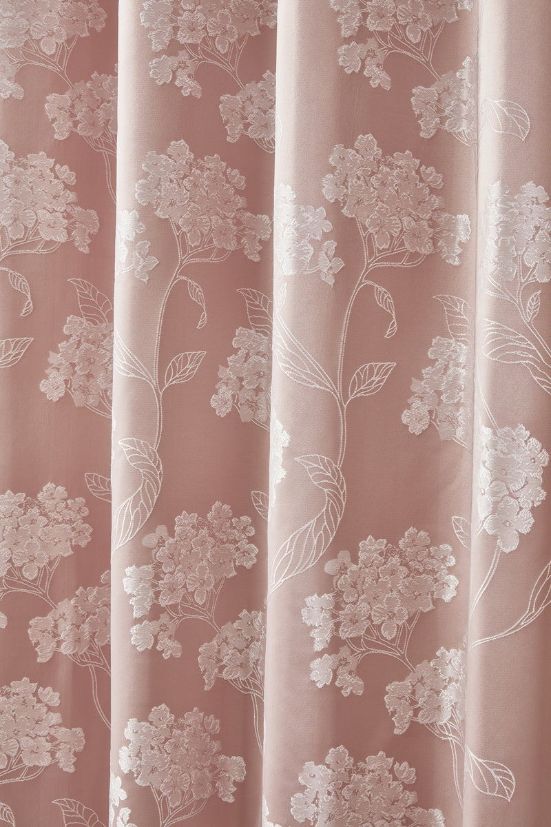 Blossom - Lined Eyelet Jacquard Curtains in Blush Pink