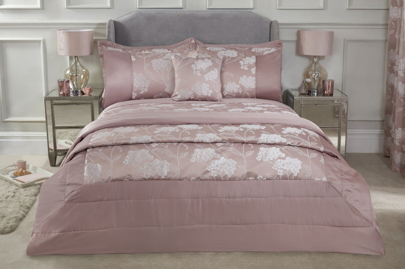 Blossom - Embellished Jacquard Quilted Bedspread Set in Blush Pink