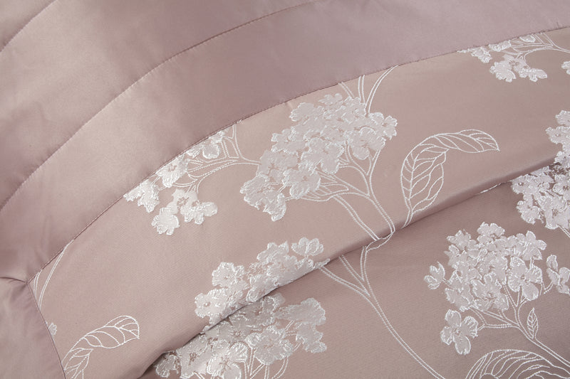 Blossom - Embellished Jacquard Quilted Bedspread Set in Blush Pink