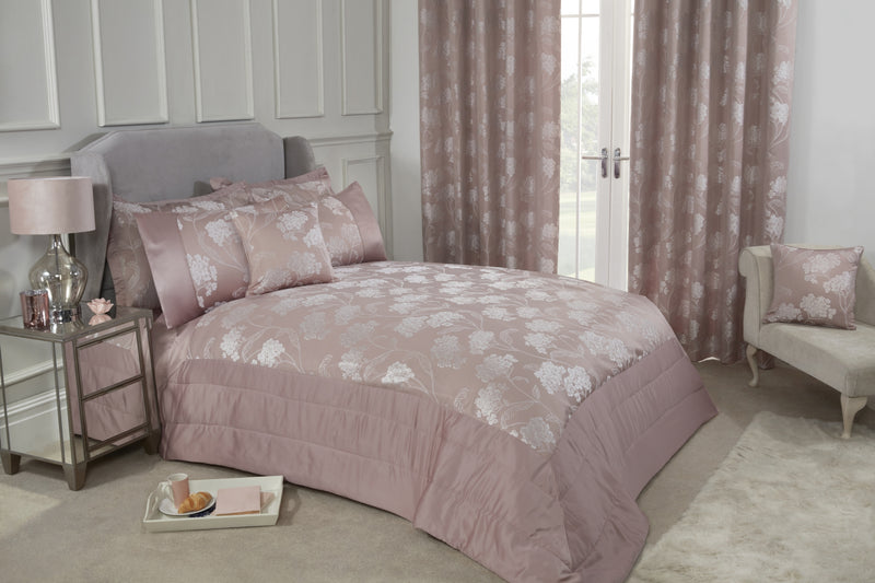 Blossom - Embellished Jacquard Quilted Bedspread Set in Blush Pink