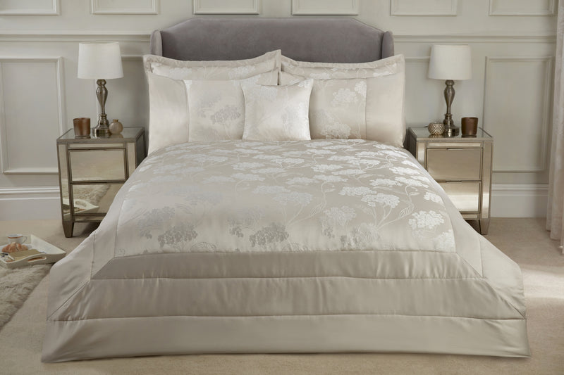 Blossom - Embellished Jacquard Quilted Bedspread Set in Cream