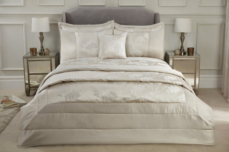 Blossom - Embellished Jacquard Quilted Bedspread Set in Cream