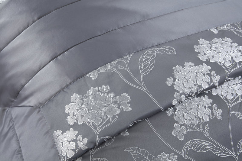 Blossom - Embellished Jacquard Quilted Bedspread Set in Silver