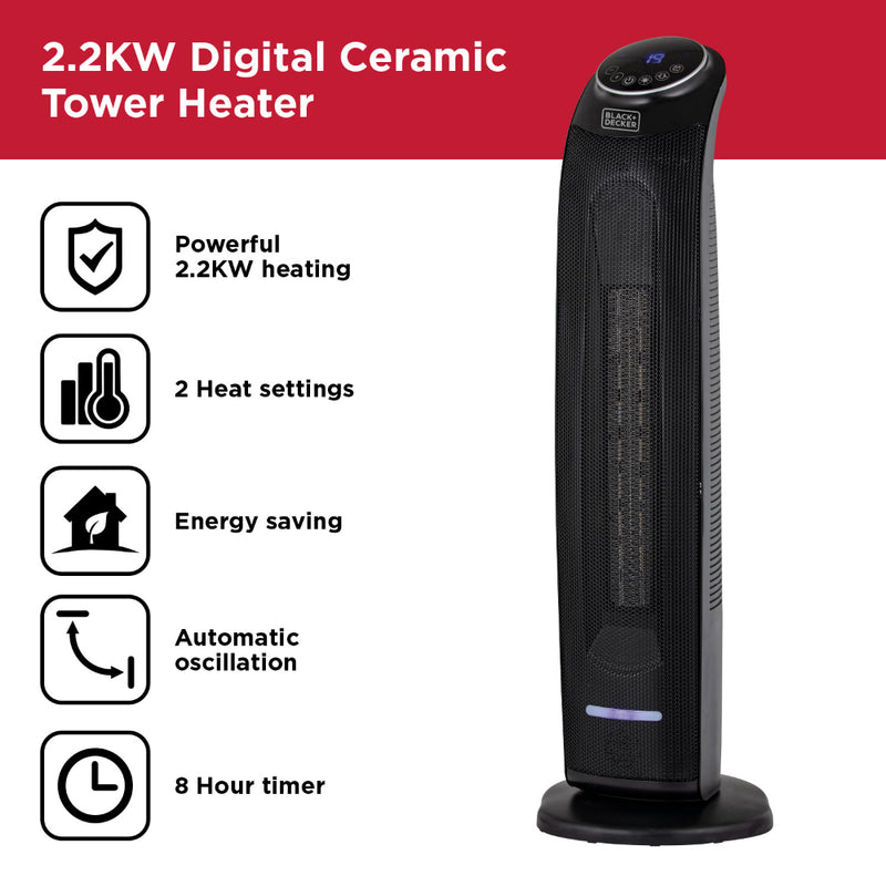 BLACK+DECKER Ceramic Tower Space Heater & Tower Fan