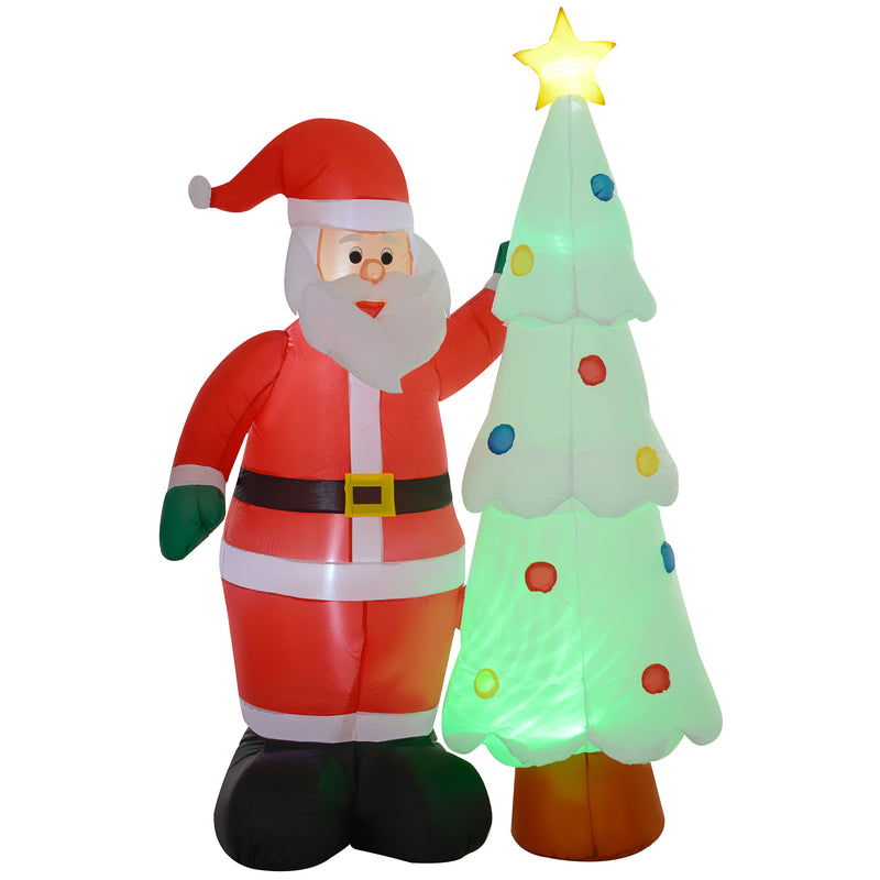 Outsunny 7ft Christmas Inflatable Decoration Santa Claus and Christmas Tree