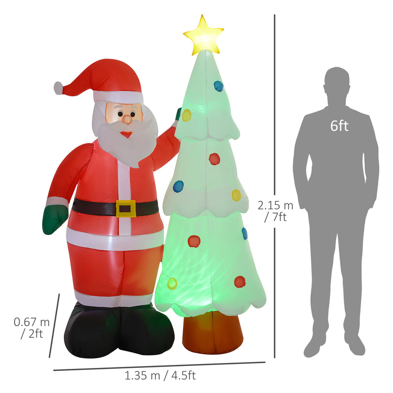 Outsunny 7ft Christmas Inflatable Decoration Santa Claus and Christmas Tree