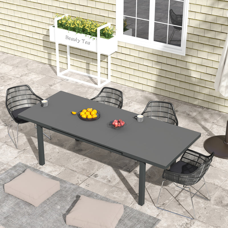 Outsunny Extending Garden Table Outdoor for 6-8 People, Aluminium Frame