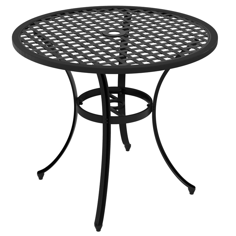 Outsunny Cast Aluminium Bistro Table with Umbrella Hole for Balcony, Black