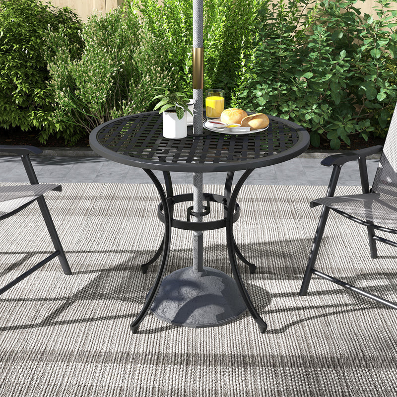 Outsunny Cast Aluminium Bistro Table with Umbrella Hole for Balcony, Black