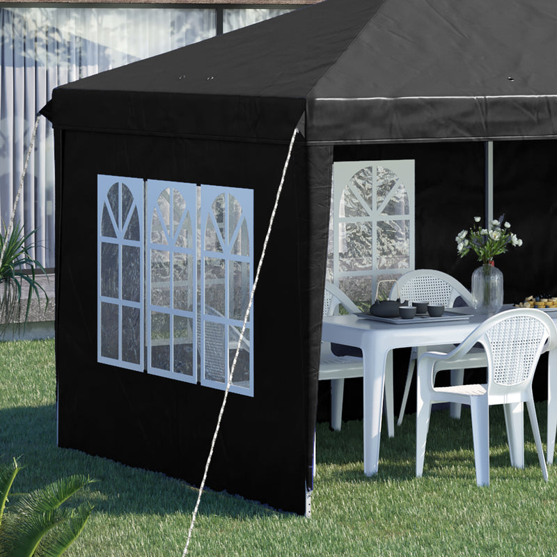 Outsunny 3 x 6m Heavy Duty Gazebo Marquee Party Tent with Storage Bag Black