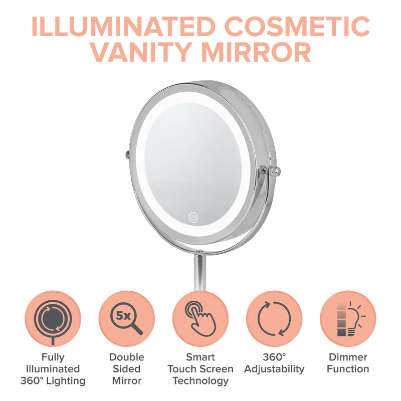 Carmen Cosmetic Mirror with LEDs  - Chrome