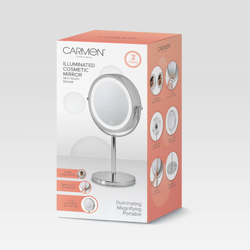 Carmen Cosmetic Mirror with LEDs  - Chrome