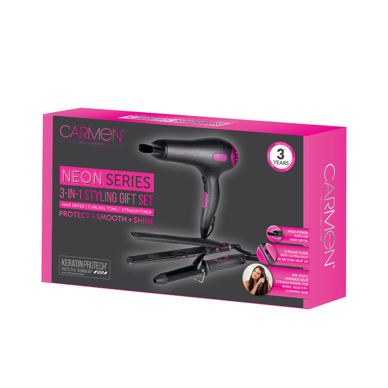 Carmen Gift Set Dryer/Curler/Straightener  - Graphite