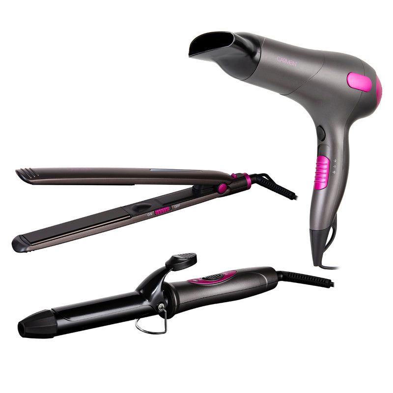 Carmen Gift Set Dryer/Curler/Straightener  - Graphite