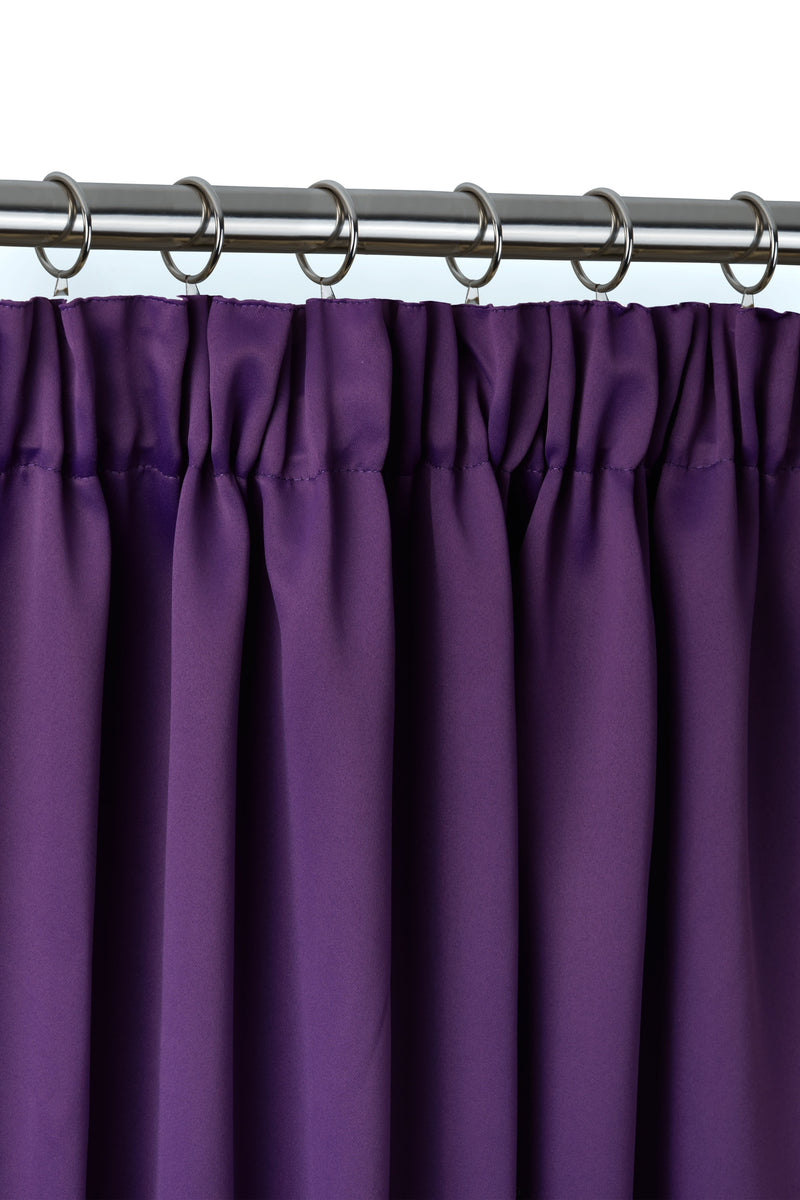 Cali Pencil Pleat - Woven Thermal Blackout Pencil Pleat Curtains in Amethyst