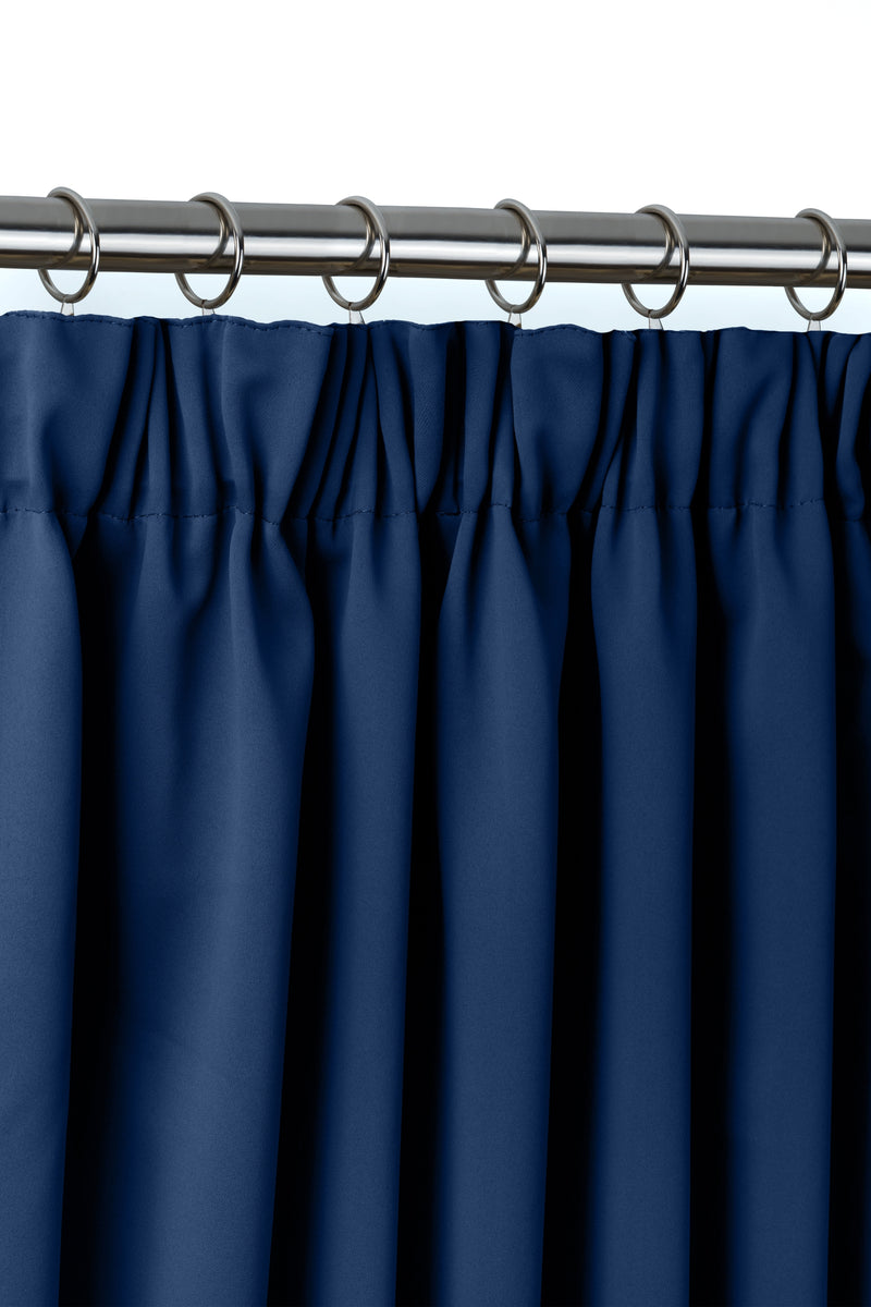 Cali Pencil Pleat - Woven Thermal Blackout Pencil Pleat Curtains in Navy