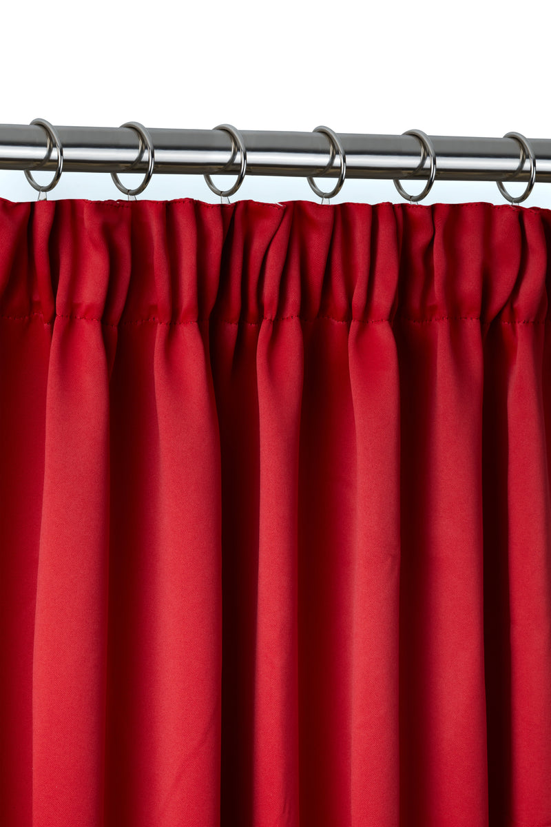 Cali Pencil Pleat - Woven Thermal Blackout Pencil Pleat Curtains in Red