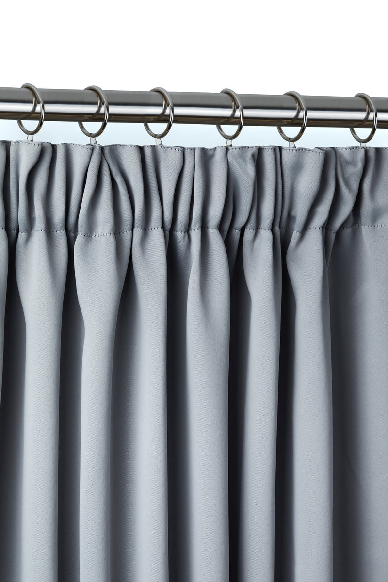 Cali Pencil Pleat - Woven Thermal Blackout Pencil Pleat Curtains in Grey