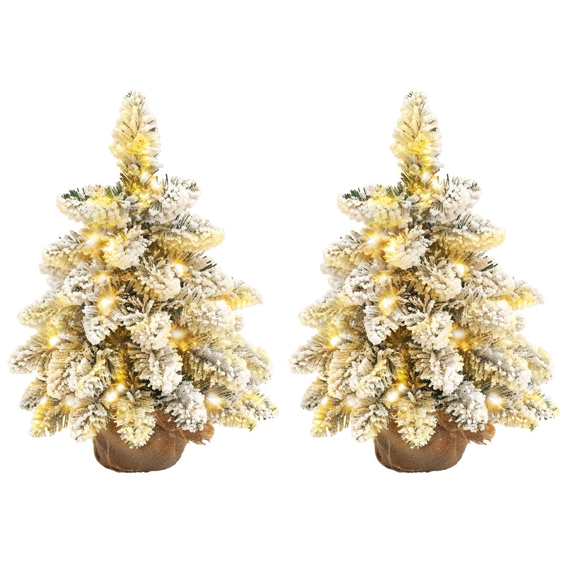 HOMCOM 2 Piece Mini Artificial Christmas Trees Flocked Tabletop Xmas Trees