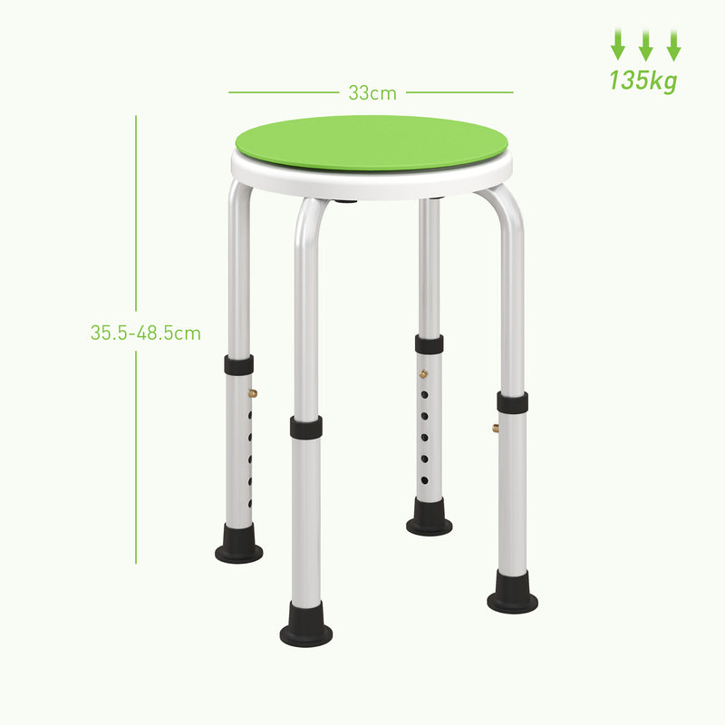 HOMCOM 360 Degree Swivel Shower Stool w/ Non-Slip Feet for Disabled Green