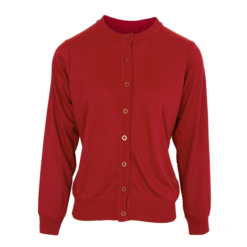 Tru Soft Touch Crew Neck Ladies Cardigan - Cerise