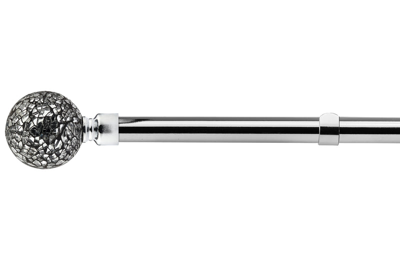 Cut Glass - Extendable Curtain Pole with Pair of End Finials in Chrome