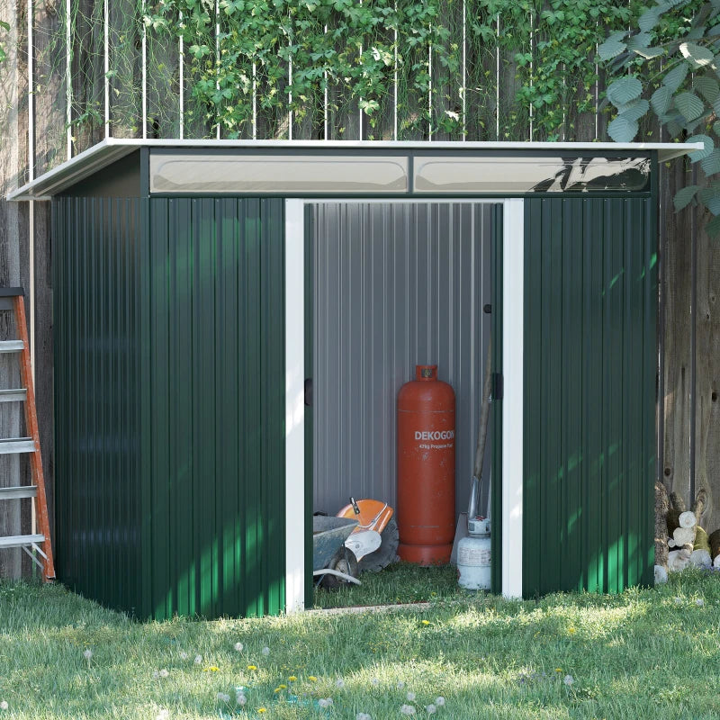 Outsunny Metal Garden Shed 260L x 133W x 200Hcm - Green