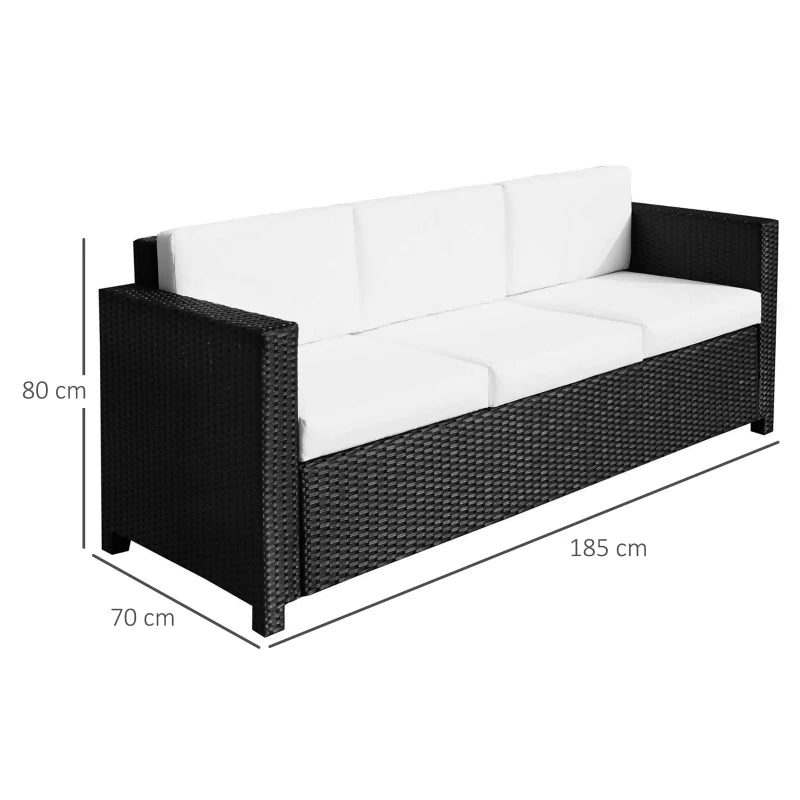 Outsunny Rattan Sofa 3 Seater - Black