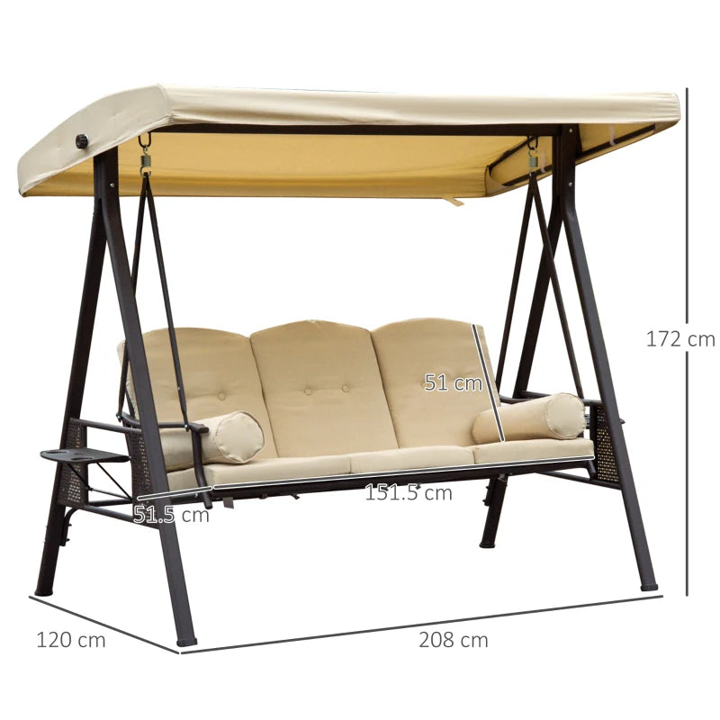 Outsunny Swing Seat 3 Seater - Beige