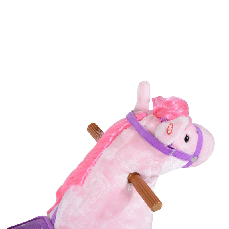 HOMCOM Children's  Walking Horse W/Sound-Pink