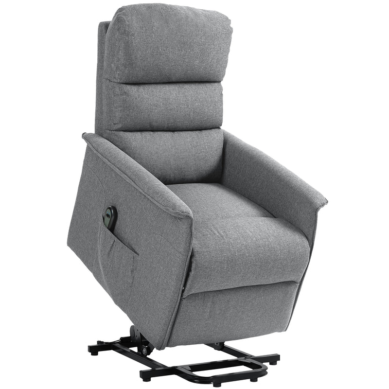 HOMCOM Grey Power Lift Recliner Electric Reclining Chair with Remote