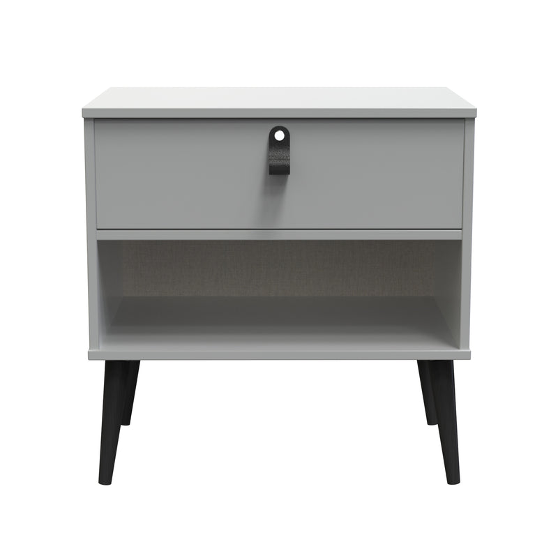 Dublin Ready Assembled Bedside Table with 1 Drawer  - Dusk Grey